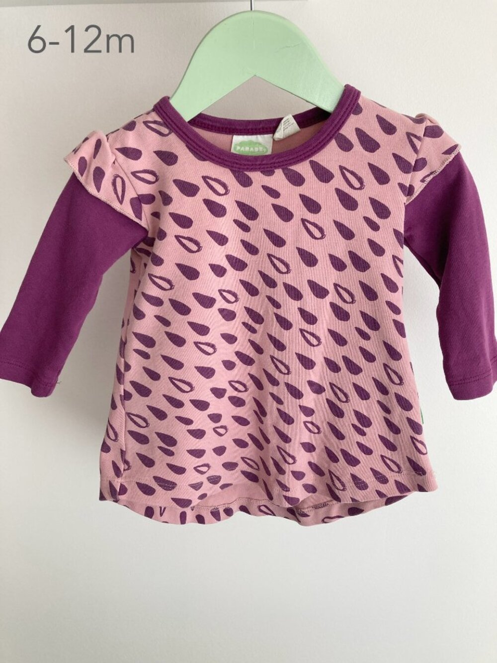 💙2/$25 Parade 6-12 Months Baby Girl Purple Rain Drop Long Sleeve Dress Fall